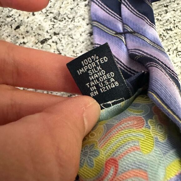 TED BAKER London Striped Purple Black 100% Silk Mens Necktie‎ - Picture 3 of 7